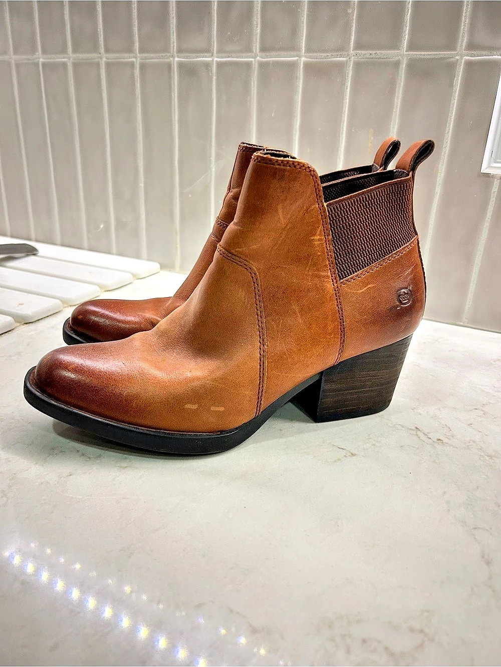 Born Leather Ankle Boots Brown US 9W